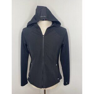 Spyder Womens Jacket Womens Sz M Black Zip Front Hood Coat Pockets Light Weight